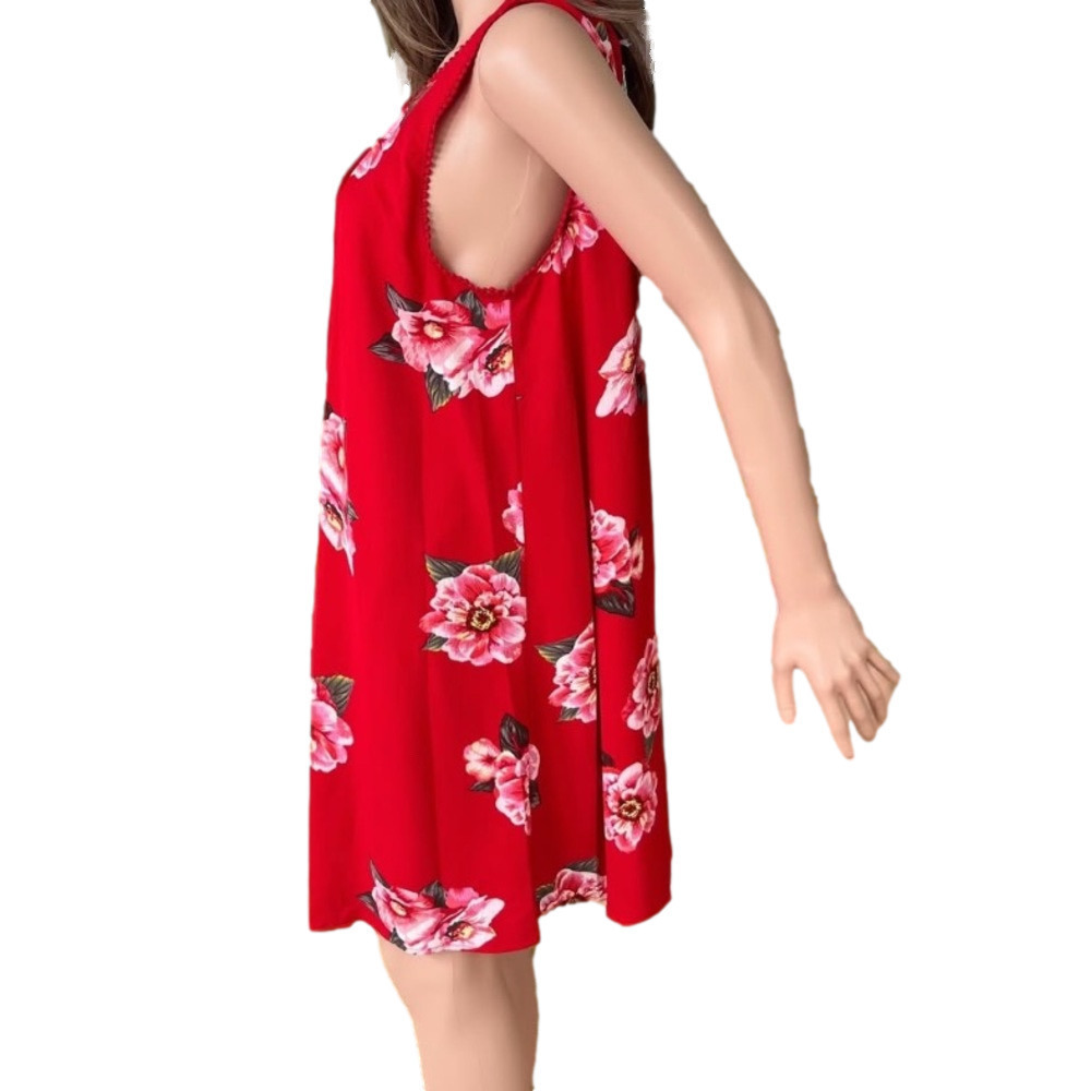 Umgee Mini Shift Dress Size M Red Pink Floral Fully Lined USA - Picture 5 of 12